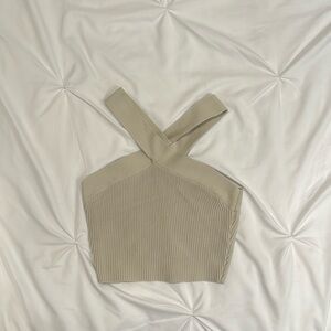 Aritzia Knit Cross Over Top size XS in beige